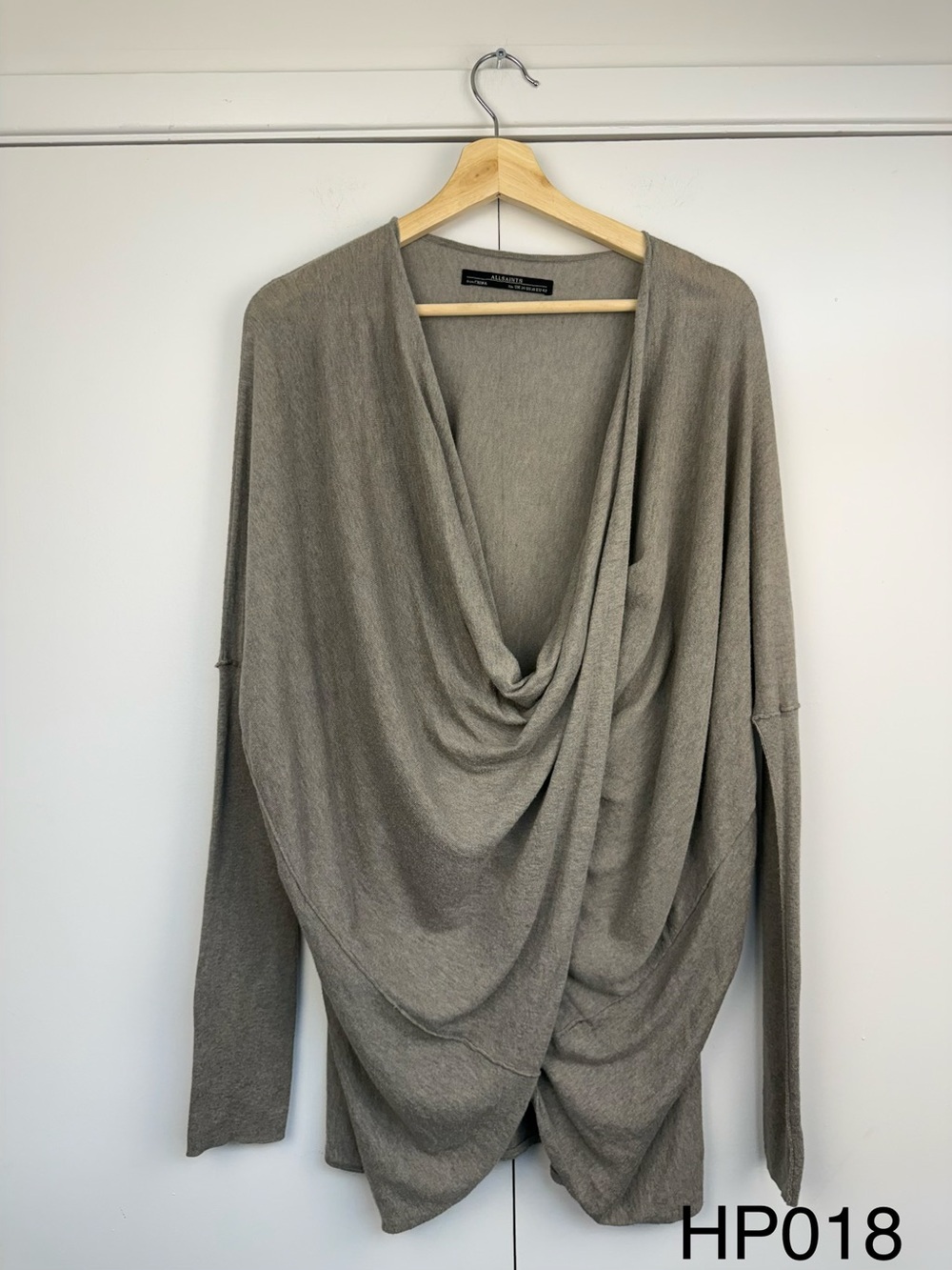 AllSaints Itat Gray Draped Shrug Sweater US 10 UK 14